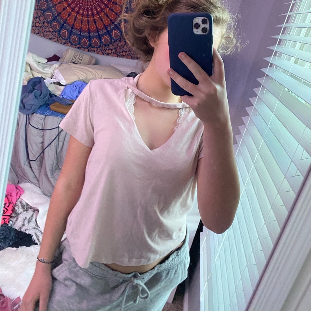 pink cut out front t shirt